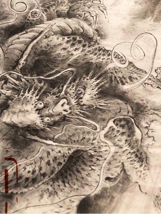丙午由龍|应藏家约|作六龙图长卷